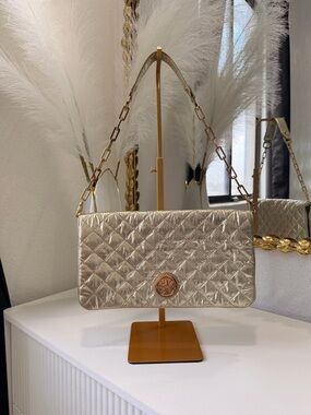 Tory Burch Gold Quilted Clutch